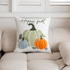 Halloween Emboidery Pumpkins Decorative Toss Pillows Cover 1PC Soft Square Cushion Case Autumn Pillowcase for Bedroom Livingroom Sofa Couch Chair