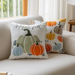 Halloween Emboidery Pumpkins Decorative Toss Pillows Cover 1PC Soft Square Cushion Case Autumn Pillowcase for Bedroom Livingroom Sofa Couch Chair