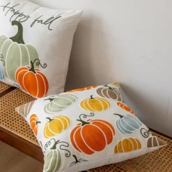 Halloween Emboidery Pumpkins Decorative Toss Pillows Cover 1PC Soft Square Cushion Case Autumn Pillowcase for Bedroom Livingroom Sofa Couch Chair