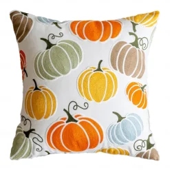 Halloween Emboidery Pumpkins Decorative Toss Pillows Cover 1PC Soft Square Cushion Case Autumn Pillowcase for Bedroom Livingroom Sofa Couch Chair
