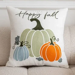 Halloween Emboidery Pumpkins Decorative Toss Pillows Cover 1PC Soft Square Cushion Case Autumn Pillowcase for Bedroom Livingroom Sofa Couch Chair