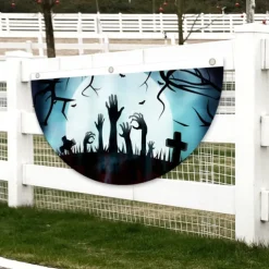 Halloween Fan Flag Bunting Outdoor Flag for Outdoor Halloween Yard Fence Hanging Spooky Pumpkin Banner Flag Table Decor Fall Room Decor Aesthetic Halloween Birthday Party Decor