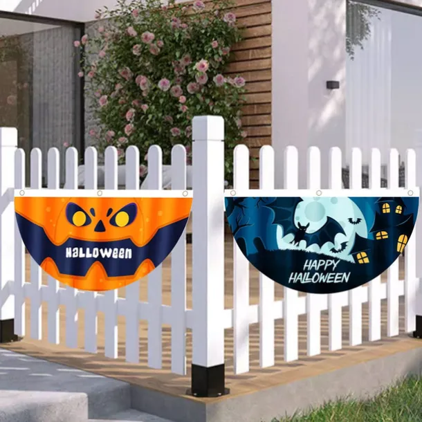 Halloween Fan Flag Bunting Outdoor Flag for Outdoor Halloween Yard Fence Hanging Spooky Pumpkin Banner Flag Table Decor Fall Room Decor Aesthetic Halloween Birthday Party Decor