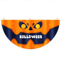 Halloween Fan Flag Bunting Outdoor Flag for Outdoor Halloween Yard Fence Hanging Spooky Pumpkin Banner Flag Table Decor Fall Room Decor Aesthetic Halloween Birthday Party Decor