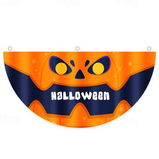 Halloween Fan Flag Bunting Outdoor Flag for Outdoor Halloween Yard Fence Hanging Spooky Pumpkin Banner Flag Table Decor Fall Room Decor Aesthetic Halloween Birthday Party Decor