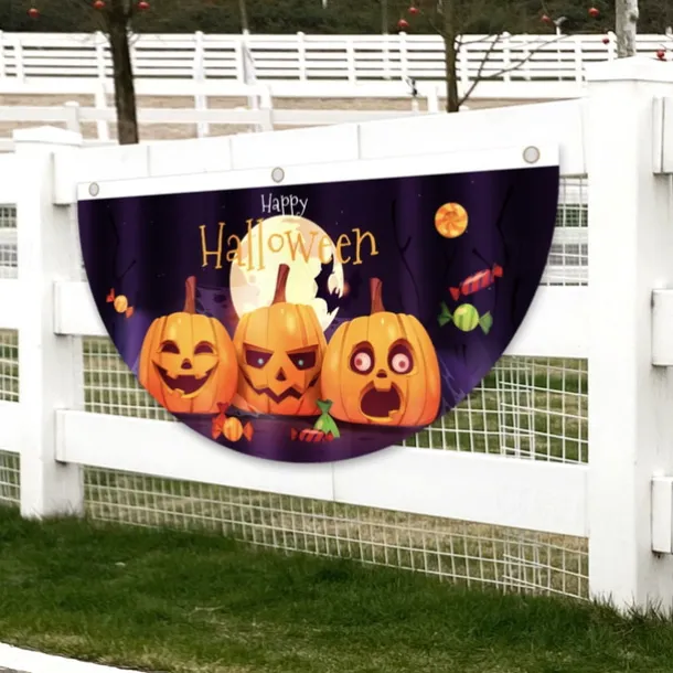 Halloween Fan Flag Bunting Outdoor Flag for Outdoor Halloween Yard Fence Hanging Spooky Pumpkin Banner Flag Table Decor Fall Room Decor Aesthetic Halloween Birthday Party Decor