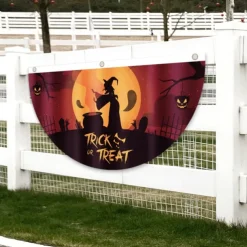 Halloween Fan Flag Bunting Outdoor Flag for Outdoor Halloween Yard Fence Hanging Spooky Pumpkin Banner Flag Table Decor Fall Room Decor Aesthetic Halloween Birthday Party Decor