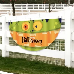 Halloween Fan Flag Bunting Outdoor Flag for Outdoor Halloween Yard Fence Hanging Spooky Pumpkin Banner Flag Table Decor Fall Room Decor Aesthetic Halloween Birthday Party Decor