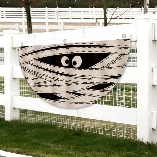 Halloween Fan Flag Bunting Outdoor Flag for Outdoor Halloween Yard Fence Hanging Spooky Pumpkin Banner Flag Table Decor Fall Room Decor Aesthetic Halloween Birthday Party Decor