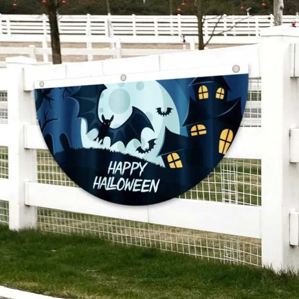 Halloween Fan Flag Bunting Outdoor Flag for Outdoor Halloween Yard Fence Hanging Spooky Pumpkin Banner Flag Table Decor Fall Room Decor Aesthetic Halloween Birthday Party Decor