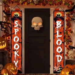 Halloween Fan Flag Bunting Outdoor Flag for Outdoor Halloween Yard Fence Hanging Spooky Pumpkin Banner Flag Table Decor Fall Room Decor Aesthetic Halloween Birthday Party Decor