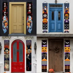 Halloween Fan Flag Bunting Outdoor Flag for Outdoor Halloween Yard Fence Hanging Spooky Pumpkin Banner Flag Table Decor Fall Room Decor Aesthetic Halloween Birthday Party Decor