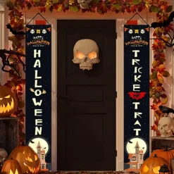 Halloween Fan Flag Bunting Outdoor Flag for Outdoor Halloween Yard Fence Hanging Spooky Pumpkin Banner Flag Table Decor Fall Room Decor Aesthetic Halloween Birthday Party Decor