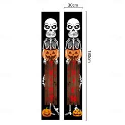 Halloween Fan Flag Bunting Outdoor Flag for Outdoor Halloween Yard Fence Hanging Spooky Pumpkin Banner Flag Table Decor Fall Room Decor Aesthetic Halloween Birthday Party Decor