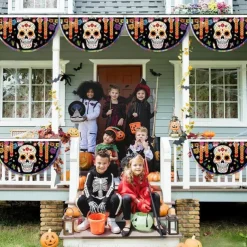 Halloween Fan Flag Bunting Outdoor Flag for Outdoor Halloween Yard Fence Hanging Spooky Pumpkin Banner Flag Table Decor Fall Room Decor Aesthetic Halloween Birthday Party Decor