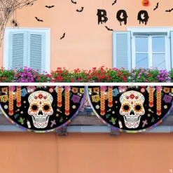 Halloween Fan Flag Bunting Outdoor Flag for Outdoor Halloween Yard Fence Hanging Spooky Pumpkin Banner Flag Table Decor Fall Room Decor Aesthetic Halloween Birthday Party Decor
