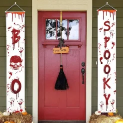 Halloween Fan Flag Bunting Outdoor Flag for Outdoor Halloween Yard Fence Hanging Spooky Pumpkin Banner Flag Table Decor Fall Room Decor Aesthetic Halloween Birthday Party Decor