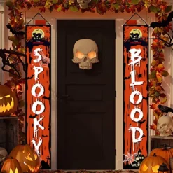 Halloween Fan Flag Bunting Outdoor Flag for Outdoor Halloween Yard Fence Hanging Spooky Pumpkin Banner Flag Table Decor Fall Room Decor Aesthetic Halloween Birthday Party Decor