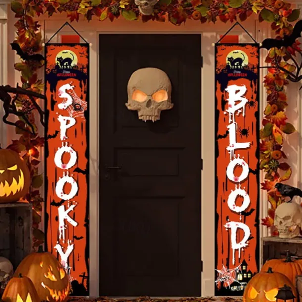 Halloween Fan Flag Bunting Outdoor Flag for Outdoor Halloween Yard Fence Hanging Spooky Pumpkin Banner Flag Table Decor Fall Room Decor Aesthetic Halloween Birthday Party Decor