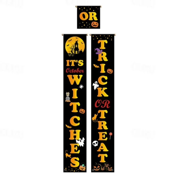 Halloween Fan Flag Bunting Outdoor Flag for Outdoor Halloween Yard Fence Hanging Spooky Pumpkin Banner Flag Table Decor Fall Room Decor Aesthetic Halloween Birthday Party Decor