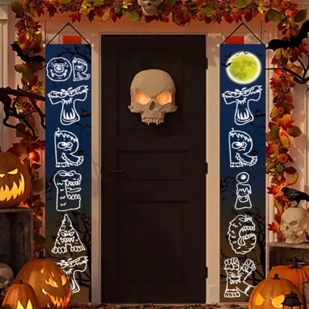 Halloween Fan Flag Bunting Outdoor Flag for Outdoor Halloween Yard Fence Hanging Spooky Pumpkin Banner Flag Table Decor Fall Room Decor Aesthetic Halloween Birthday Party Decor