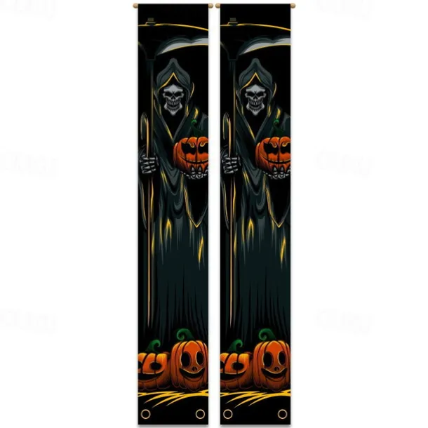 Halloween Fan Flag Bunting Outdoor Flag for Outdoor Halloween Yard Fence Hanging Spooky Pumpkin Banner Flag Table Decor Fall Room Decor Aesthetic Halloween Birthday Party Decor