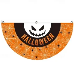 Halloween Fan Flag Bunting Outdoor Flag for Outdoor Halloween Yard Fence Hanging Spooky Pumpkin Banner Flag Table Decor Fall Room Decor Aesthetic Halloween Birthday Party Decor