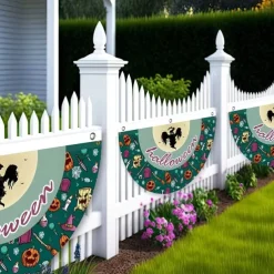 Halloween Fan Flag Bunting Outdoor Flag for Outdoor Halloween Yard Fence Hanging Spooky Pumpkin Banner Flag Table Decor Fall Room Decor Aesthetic Halloween Birthday Party Decor