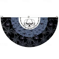 Halloween Fan Flag Bunting Outdoor Flag for Outdoor Halloween Yard Fence Hanging Spooky Pumpkin Banner Flag Table Decor Fall Room Decor Aesthetic Halloween Birthday Party Decor