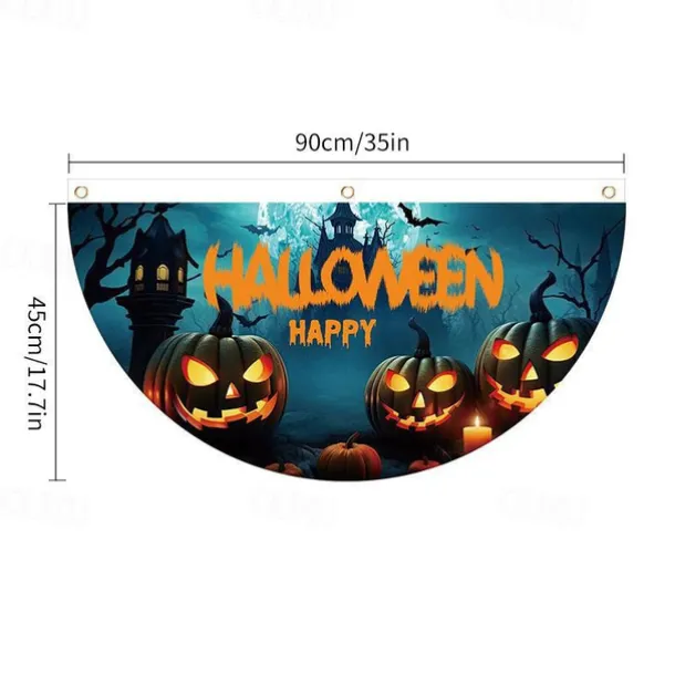 Halloween Fan Flag Bunting Outdoor Flag for Outdoor Halloween Yard Fence Hanging Spooky Pumpkin Banner Flag Table Decor Fall Room Decor Aesthetic Halloween Birthday Party Decor