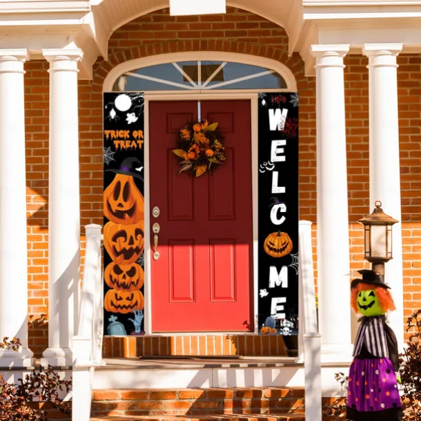Halloween Fan Flag Bunting Outdoor Flag for Outdoor Halloween Yard Fence Hanging Spooky Pumpkin Banner Flag Table Decor Fall Room Decor Aesthetic Halloween Birthday Party Decor