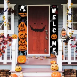 Halloween Fan Flag Bunting Outdoor Flag for Outdoor Halloween Yard Fence Hanging Spooky Pumpkin Banner Flag Table Decor Fall Room Decor Aesthetic Halloween Birthday Party Decor