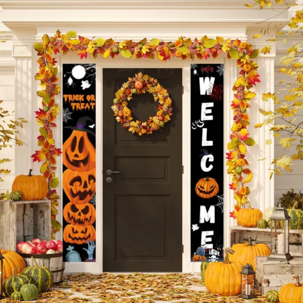 Halloween Fan Flag Bunting Outdoor Flag for Outdoor Halloween Yard Fence Hanging Spooky Pumpkin Banner Flag Table Decor Fall Room Decor Aesthetic Halloween Birthday Party Decor