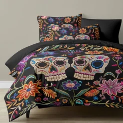 Halloween Floral Duvet Cover Set - Includes Duvet Cover and Pillowcases - Spooky and Festive Design - Soft and Comfortable Fabric - Perfect for Halloween Home Decor