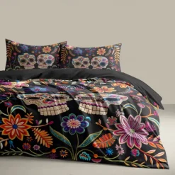 Halloween Floral Duvet Cover Set - Includes Duvet Cover and Pillowcases - Spooky and Festive Design - Soft and Comfortable Fabric - Perfect for Halloween Home Decor