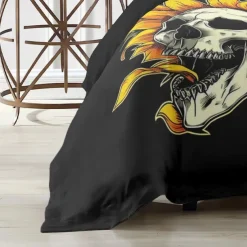 Halloween Floral Skull Duvet Cover Set - Includes Duvet Cover and Pillowcases - Spooky and Festive Design - Soft and Comfortable Fabric - Perfect for Halloween Home Decor