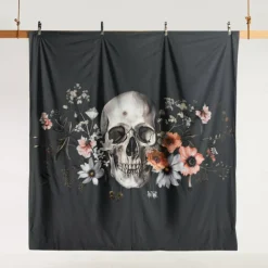 Halloween Floral Skull Duvet Cover Set - Includes Duvet Cover and Pillowcases - Spooky and Festive Design - Soft and Comfortable Fabric - Perfect for Halloween Home Decor