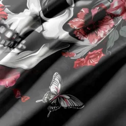 Halloween Floral Skull Duvet Cover Set - Includes Duvet Cover and Pillowcases - Spooky and Festive Design - Soft and Comfortable Fabric - Perfect for Halloween Home Decor