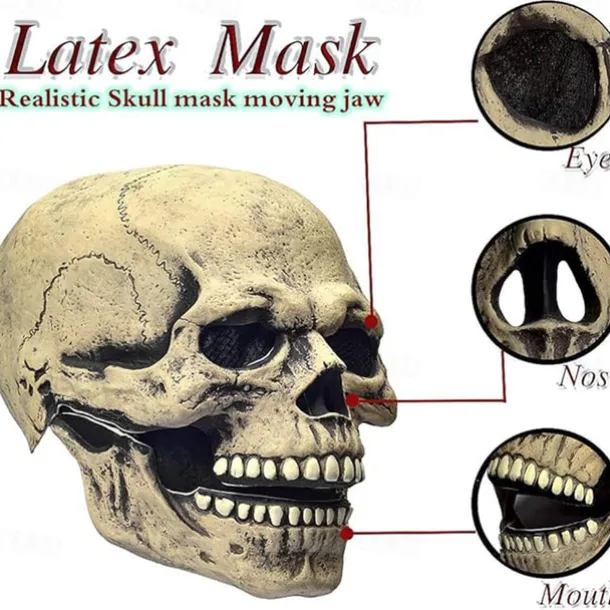 Halloween Full Head Skull Mask,Helmet with Movable Jaw,Scary Realistic Halloween Mask For Adults Costumes,Call of Duty Mask Toy,Halloween Skeleton Decoration