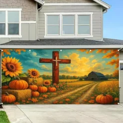 Halloween Garage Door Cover Large Hanging Backdrop Pumpkin Scarecrow Dark Punk Gothic Style Party Outdoor Shooting Backgrounds Yard Haunted House Decorations Wall Door Background