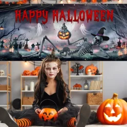 Halloween Garage Door Cover Large Hanging Backdrop Ghost Castle Dark Punk Gothic Style Party Outdoor Shooting Backgrounds Yard Haunted House Decorations Wall Door Background