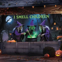 Halloween Garage Door Cover Large Hanging Backdrop Witch Dark Punk Gothic Style Party Outdoor Shooting Backgrounds Yard Haunted House Decorations Wall Door Background