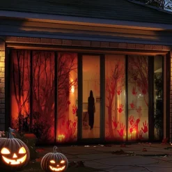 Halloween Garage Door Cover Large Hanging Backdrop Bloodstains Dark Punk Gothic Style Party Outdoor Shooting Backgrounds Front Door Decorations Wall Door Background