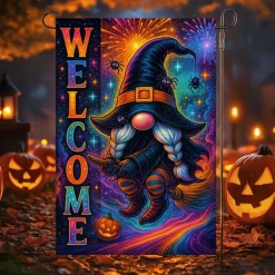 Halloween Garden Flag Banner – Neon-Style 