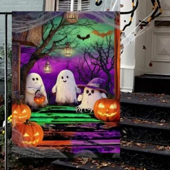 Halloween Garden Flag Banner – Neon-Style 