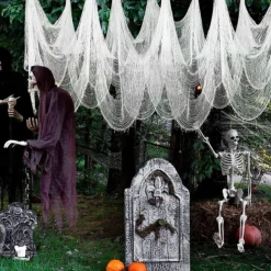 Halloween Gauze Creepy Cloth Black Netting Spider Web Decor Halloween Horror House Party Decoration