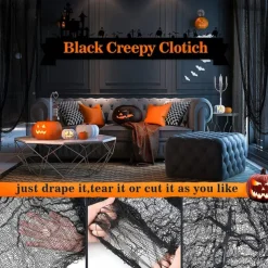 Halloween Gauze Creepy Cloth Black Netting Spider Web Decor Halloween Horror House Party Decoration