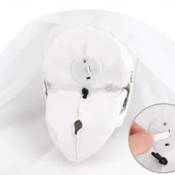 Halloween Gauze Skull Hanging Ghost with Flashing Eyes Horror Halloween Decoration Props for Haunted House Bar Restaurant KTV Decor Horror Hanging Ghost Pendant