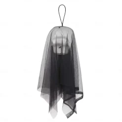 Halloween Gauze Skull Hanging Ghost with Flashing Eyes Horror Halloween Decoration Props for Haunted House Bar Restaurant KTV Decor Horror Hanging Ghost Pendant