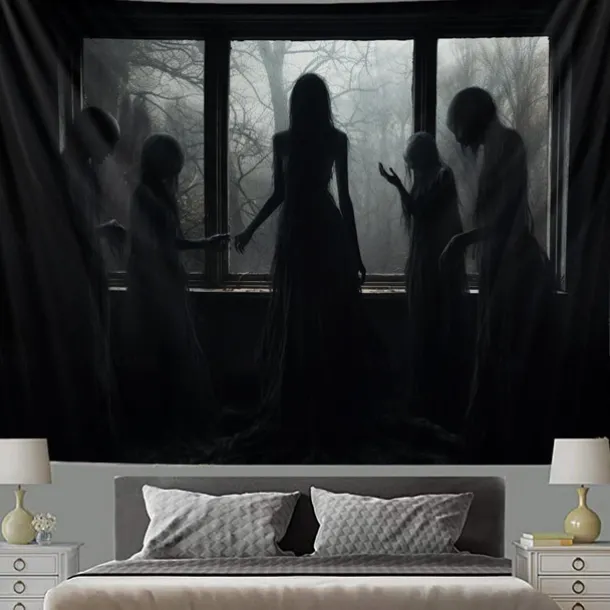 Halloween Ghost Hanging Tapestry Wall Art Large Tapestry Mural Decor Photograph Backdrop Blanket Curtain Home Bedroom Living Room Decoration Halloween Decorations